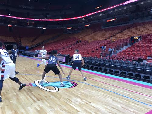 Basketball in play